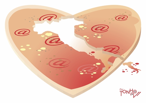 Cartoon: cuore partito (medium) by Tonho tagged pizzapitch