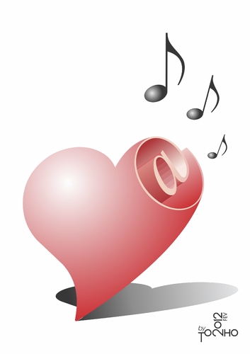 Cartoon: Heart sound (medium) by Tonho tagged heart,sound,corasom