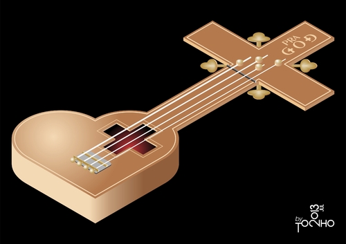 Cartoon: Musical Instrument for God (medium) by Tonho tagged god,instrument,musical,cross,heart