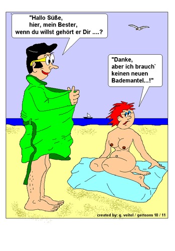 Cartoon: Sylt Strandleben gertoons (medium) by gert montana tagged strand,sylt,fkk,strandleben,strandgespräch,gertoons