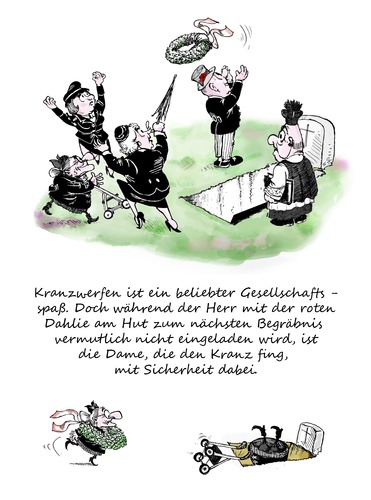 Cartoon: Kranzwerfen (medium) by Simpleton tagged friedhof,bestattung,beerdigung,begräbnis,kranzwerfen,brautkranz,trauerkranz