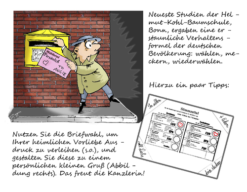 Cartoon: Wer wählt eigentlich Merkel? (medium) by Simpleton tagged stammtischpolitik,wähler,wahl,merkel