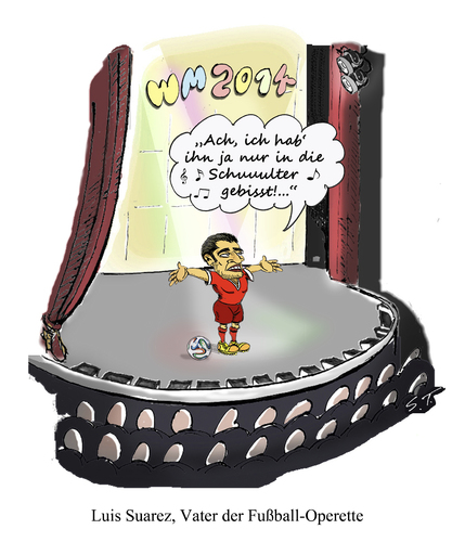 Cartoon: WM-Operette (medium) by Simpleton tagged operette,millöcker,biss,2014,wm,suarez,luis