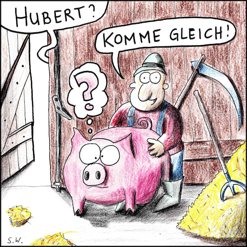 Cartoon: Hubert (medium) by Storch tagged schwein,stall,scheune