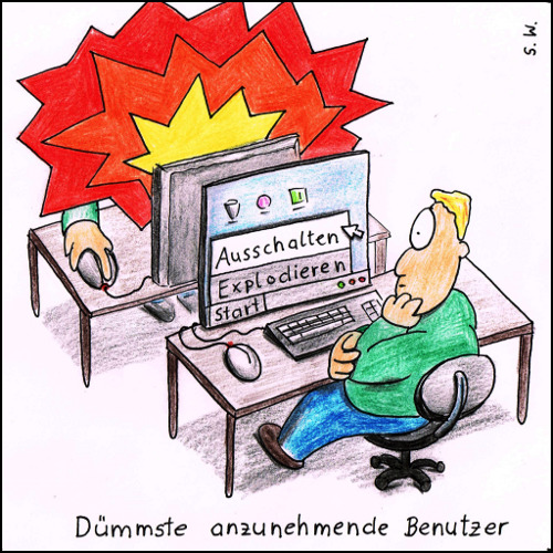 Cartoon: Neulich im Internet-Cafe (medium) by Storch tagged windows,computer,trottel