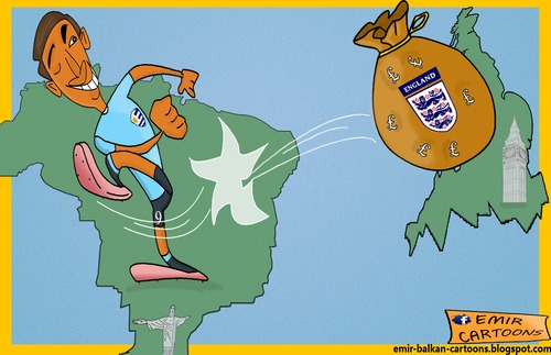 Cartoon: Suarez sent England home (medium) by emir cartoons tagged suarez,england,emir,cartoon,caricature,football