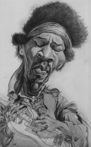 Cartoon: Jimi Hendrix (medium) by princepaikattu tagged jimi,hendrix,gutar,maestro,guitar,heroes