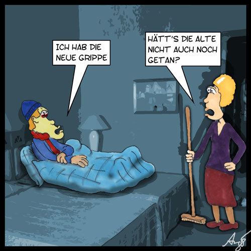 Cartoon: Neue Grippe (medium) by Anjo tagged neue,grippe,schweinegrippe,influenca,h1n1,h5n1