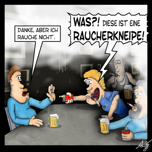 Cartoon: Raucher schlagen zurück (medium) by Anjo tagged raucher,kneipe,raucherzimmer,nikotin