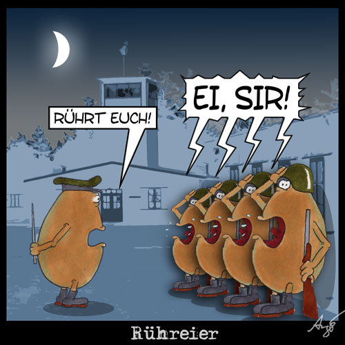 Cartoon: Rühreier (medium) by Anjo tagged eier,rühreier,militär,ostern