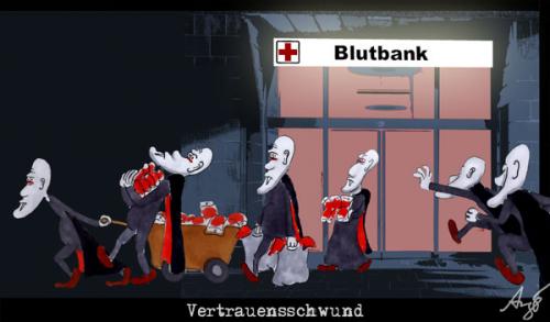 Cartoon: Vertrauensschwund (medium) by Anjo tagged blutbank,bank,krise,vampir,vertrauensschwund,hamsterkauf