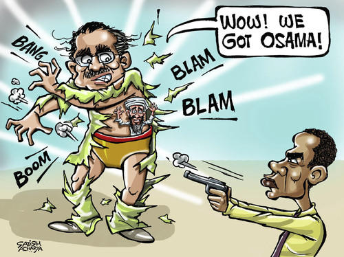 Cartoon: Osama killed in Pakistan (medium) by Satish Acharya tagged osama,obama,pakistan,zardari