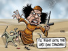 Cartoon: Gaddafi calls media dogs (small) by Satish Acharya tagged gaddafi,libya,foreign,media,arab,world