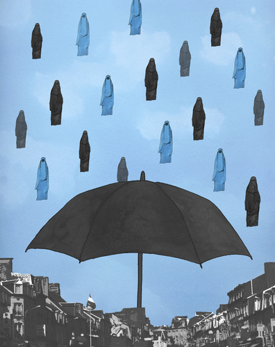 Cartoon: loi contre le port du voile (medium) by No tagged burqa,voile,loi,magritte