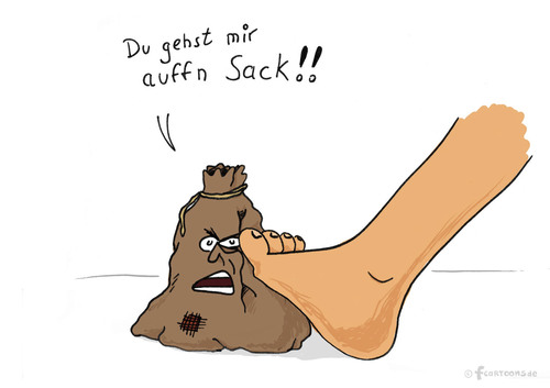 Cartoon: AUF DEN SACK (medium) by Frank Zimmermann tagged auf,den,sack,fuß,treten,beschweren,fcartoons