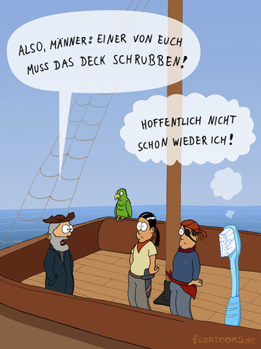 Cartoon: Deck schrubben (medium) by Frank Zimmermann tagged deck,schrubben,fcartoons,aloft,captain,pirate,ship,toothbrush,kapitän,papagei,pirat,schiff,zahnbürste