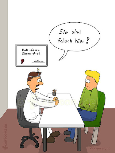 Cartoon: HNO Arzt (medium) by Frank Zimmermann tagged cartoon,doctor,ear,neck,office,hno,patient,picture,throat,arzt,diplom,doktor,fcartoons,hals,kittel,nasen,ohren,rahmen,stuhl,tisch,witz