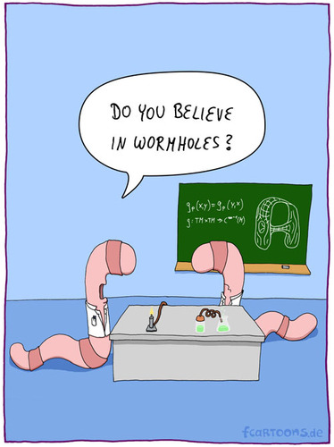 Cartoon: PHYSICS-LABORATORY (medium) by Frank Zimmermann tagged physics,laboratory,worm,worms,wormhole,board,smock