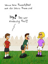 Cartoon: Frauenfußball (small) by Frank Zimmermann tagged frauenfußball,schiri,schiedsrichter,blond,hübsch,unfair,fair,pfeife,fußball,cartoon,comic,lustig,pretty