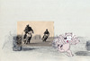 Cartoon: Oh Ronnie (small) by Frank Zimmermann tagged oh,ronnie,waschbär,postkarte,cartoon,fcartoons,rennen,run,fliehen,motorrad,bike,schwarz,weiß,angst,fear,scream,schreien,schrei,collage,karte