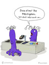 Cartoon: PIN Code (small) by Frank Zimmermann tagged pin code kasse bezahlen geld kassierer alien purple lila supermarkt einkaufen shopping cartoon lustig
