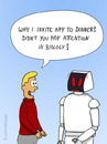 Cartoon: STUPID QUESTION (small) by Frank Zimmermann tagged ask,cartoon,date,dinner,question,robot,story,tell,invite