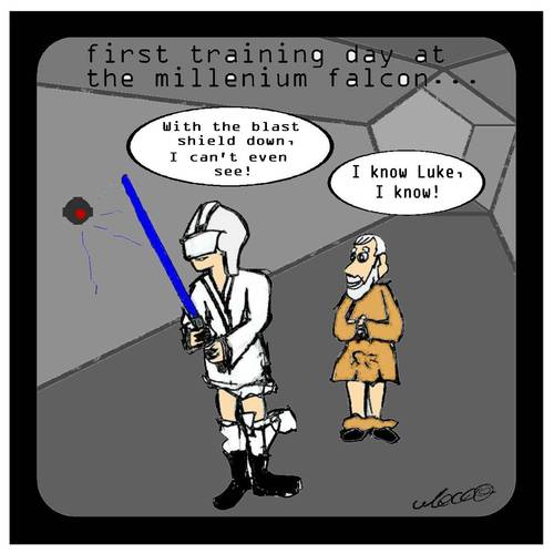 Cartoon: Training Day (medium) by mecco tagged star,wars,funny,jokes,starwars,science,fiction,pop,kultur