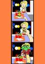 Cartoon: Ein kleinen Happs (small) by mecco tagged girls,relationship,liebe,essen,witzig,funny,kidding,joke,love,burger