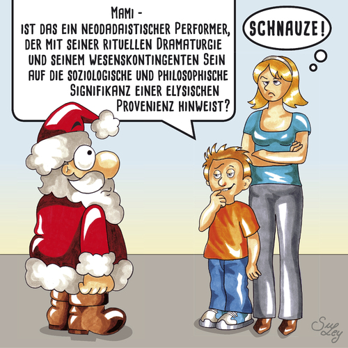 Cartoon: Performer rot-weiß (medium) by Suley tagged weihnachten,xmas,nikolaus,weihnachtsmann,santa,claus,heilig,abend,christfest,gott,glauben,christ,hochbegabt,performer,performance,dada,dadaismus,wunderkind,philosophie,tannenbaum,weihnachtsbaum,christkind,jesus,geburt,knecht,ruprecht,wunder,rentier,elch,suley