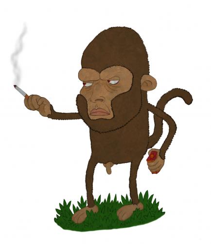 Cartoon: smonkey (medium) by al duran tagged monkey,smoke,cigarrettes