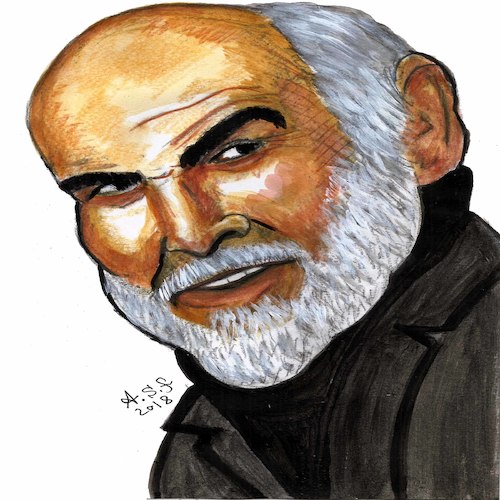 Cartoon: sean connery (medium) by AHMEDSAMIRFARID tagged actor,sean,connery,ahmedsamirfarid,ahmed,samir,farid,mo,cartoon,caricature,egypt,worldcup,egyptair