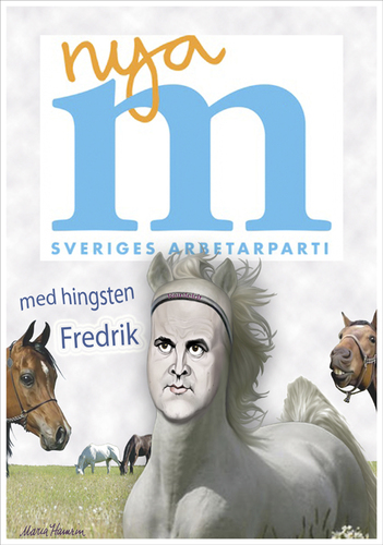 Cartoon: Fredrik Reinfeld. (medium) by Maria Hamrin tagged karikatyr,stadsministern,sverige,moderaterna,hingst