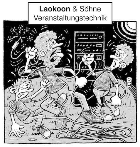 Cartoon: Laokoon (medium) by Oliver Gerke tagged pa,beschallungstechnik