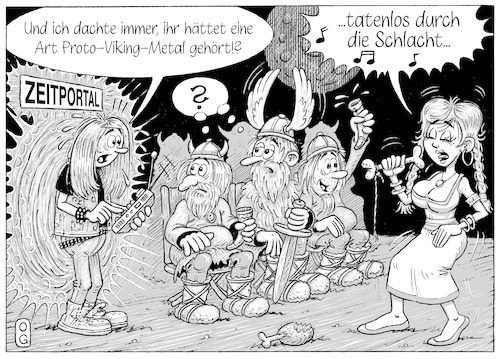 Cartoon: Vikig Metal (medium) by Oliver Gerke tagged heavy,metal,wikinger