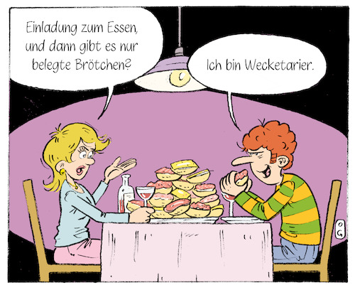 Cartoon: Wecketarier (medium) by Oliver Gerke tagged wurst,käse,semmel,butter