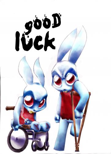 Cartoon: good luck bunny (medium) by ayoderock tagged good,luck,bunny