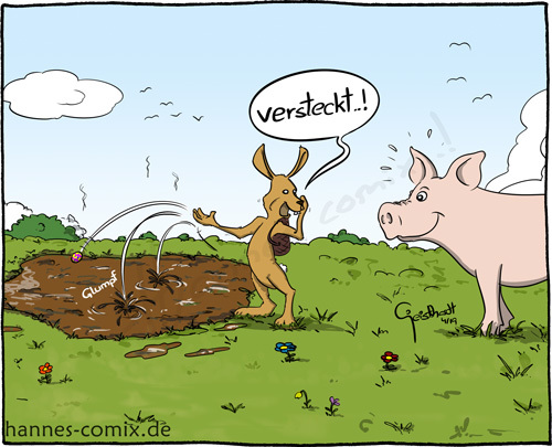 Cartoon: schöne Ostern (medium) by Hannes tagged ostern,osterhase,ei,hase,schwein,landwirt,landwirtschaft,vieh,easter,eastereggs,rabbit,easterbunny,pig,agriculture,farm,farming,cattle