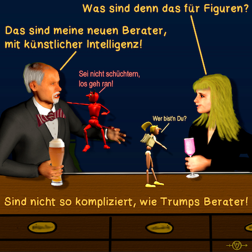 Cartoon: Bargespräche 13 - Berater (medium) by PuzzleVisions tagged puzzlevisions,künstliche,intelligenz,artificial,intelligence,donald,trump