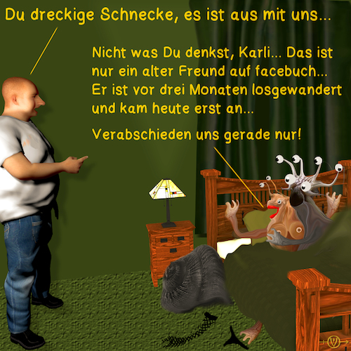 Cartoon: Schneckenromantik 4 (medium) by PuzzleVisions tagged puzzlevisions,schnecke,snail,mussel,facebook,friend,freund,karli