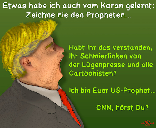 Cartoon: Trump und die Medien (medium) by PuzzleVisions tagged puzzlevisions,trump,donald,cnn,medien,cartoonist,prophet,usa,koran,quran