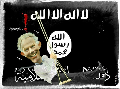 Cartoon: Blair apologises for Iraq war (medium) by Babak Massoumi tagged tony,blair,iraq,war,isis,is