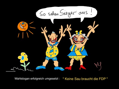 Cartoon: Wahlsieger (medium) by Maddn tagged wahl,brandenburg,wahlsieger,fdp,keine,sau,braucht,die