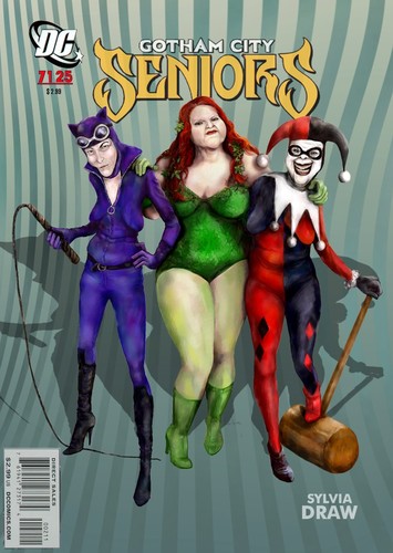 Cartoon: old dc babes (medium) by sylvia tagged old,catwoman,ivy,harley