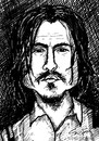 Cartoon: depp black and white (small) by sylvia tagged johnny,depp,caricature