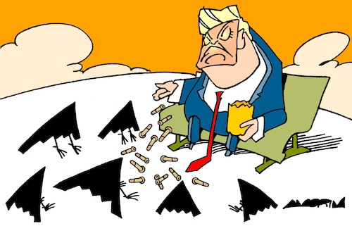 Cartoon: A day in the park (medium) by Amorim tagged trump,b2spirit,war,trump,b2spirit,war