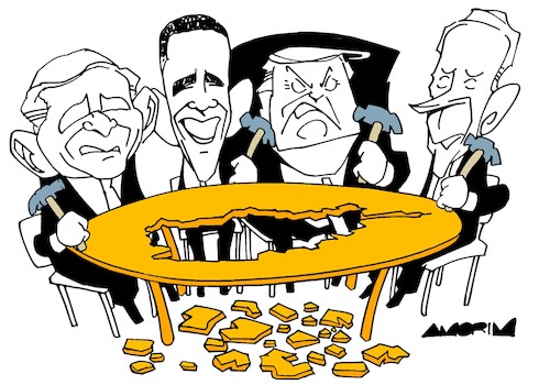 Cartoon: Afghanistan on the table (medium) by Amorim tagged afghanistan,usa,war