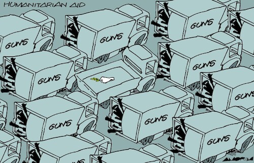 Cartoon: Aid to Gaza (medium) by Amorim tagged israel,gaza,hamas,palestine,israel,gaza,hamas,palestine