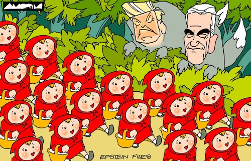 Cartoon: Bad wolves (medium) by Amorim tagged trump,jeffreyepstein,littleredridinghood,trump,jeffreyepstein,littleredridinghood