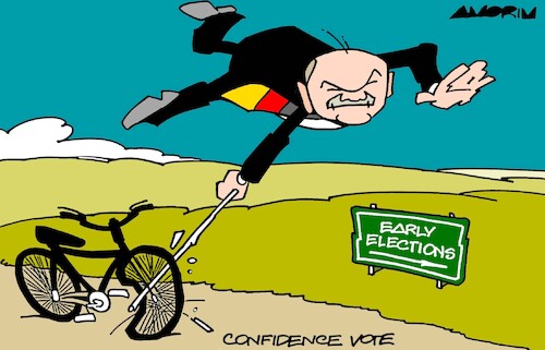 Cartoon: Bikes (medium) by Amorim tagged germany,olaf,scholz,confidence,vote,germany,olaf,scholz,confidence,vote