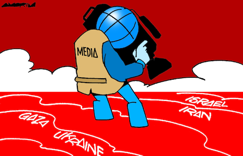 Cartoon: Breaking news (medium) by Amorim tagged media,gaza,ukraine,media,gaza,ukraine